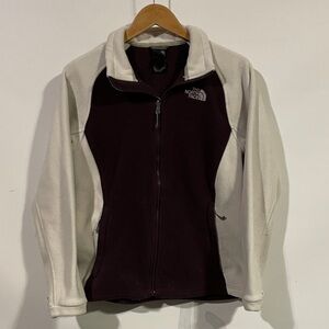 The North Face Women's Two-Tone Maroon and Cream Fleece Jacket